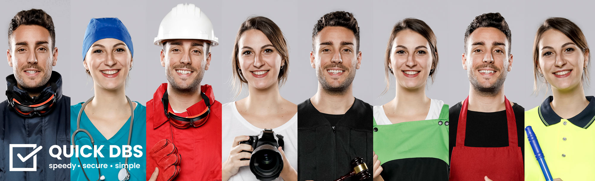 Men and Women dressed in uniforms and work gear of different professions